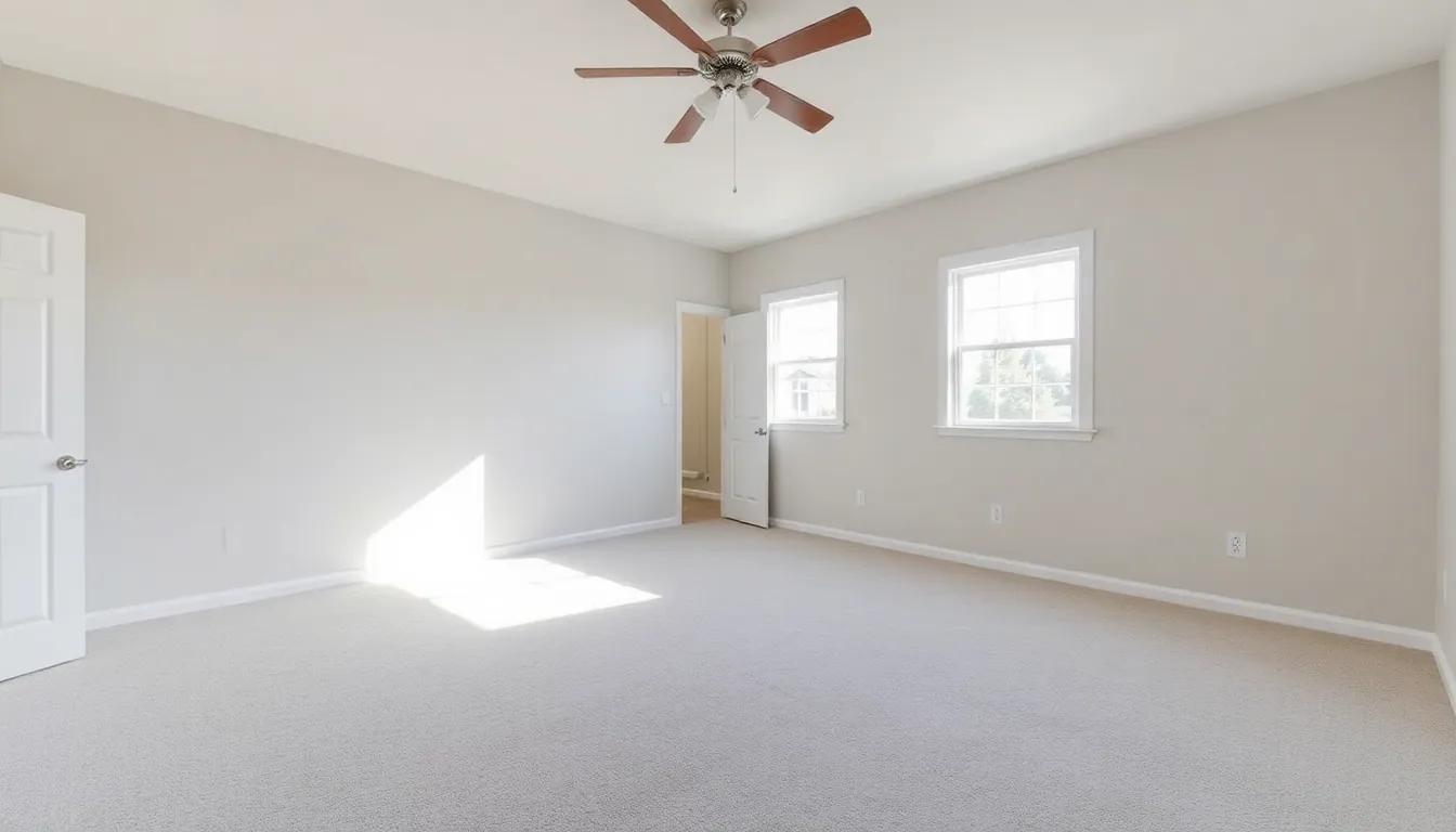 An empty bedroom staged in a luxury style: before