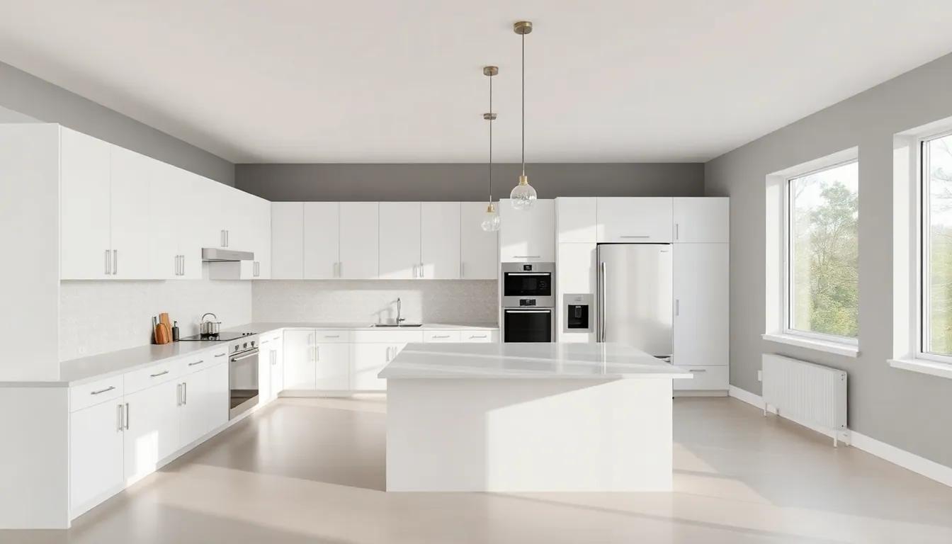 An empty kitchen staged in a modern style: before