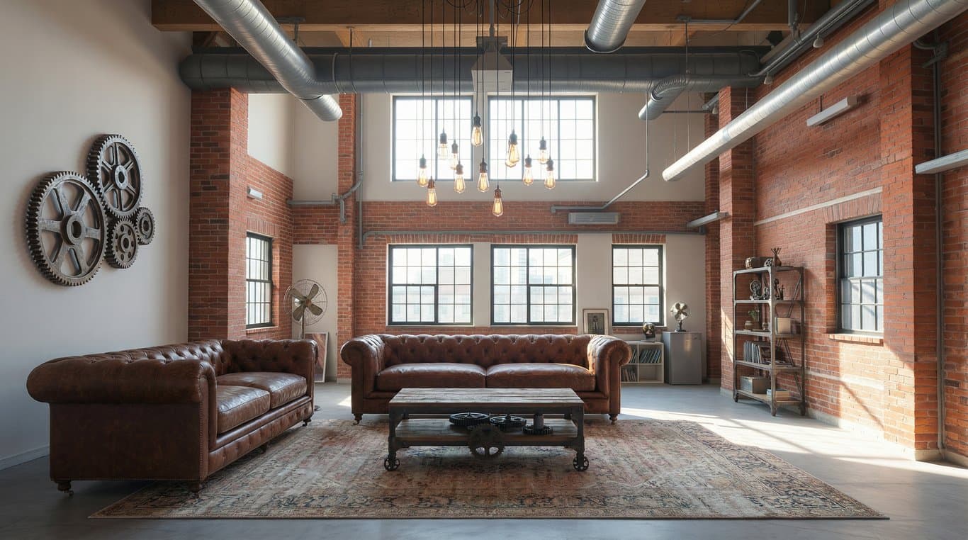 Industrial interior design: AI-rendered example
