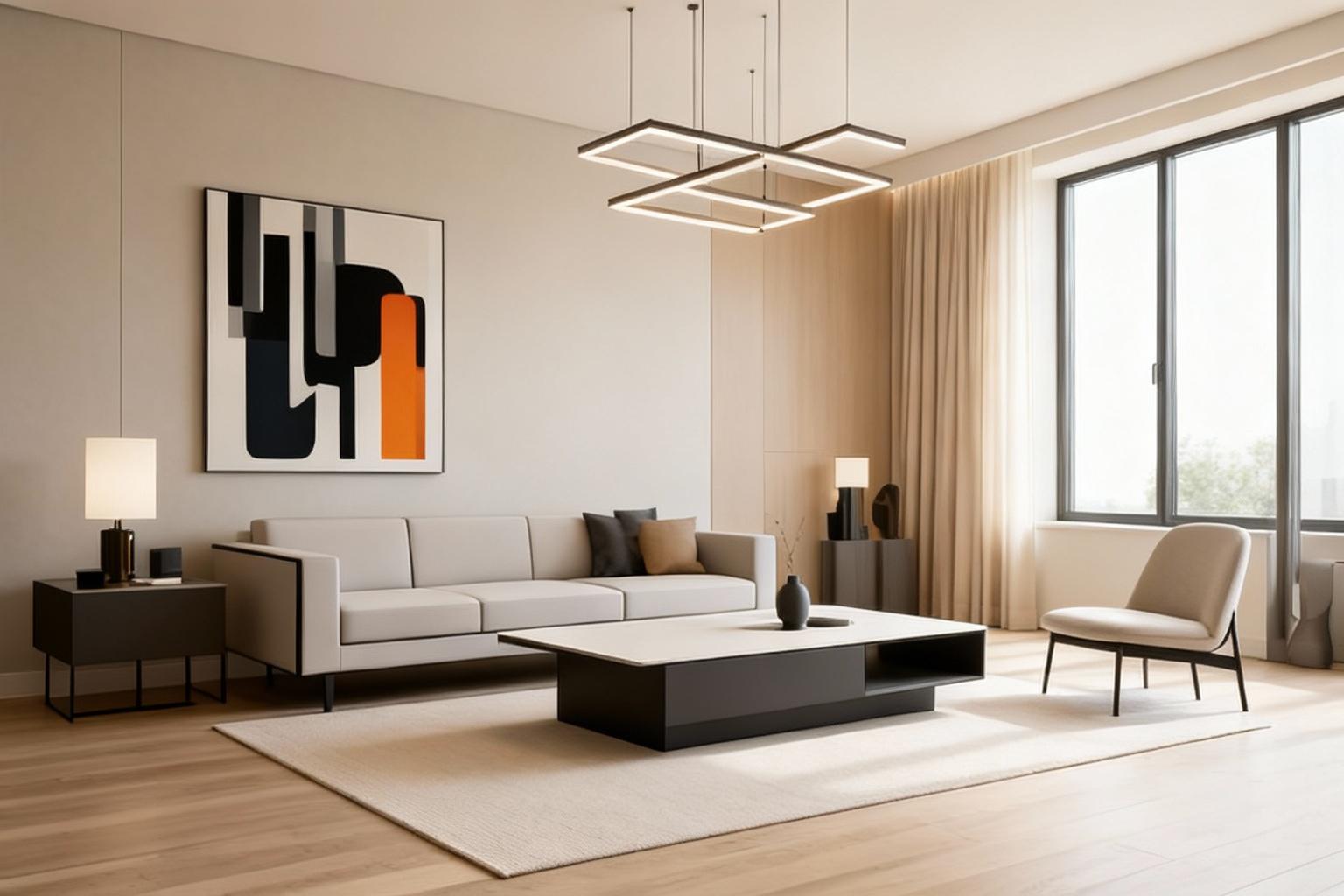 Modern living room after AI sketch-to-photo rendering by Renovaitor: Neutral & Balanced Living Room – Modern