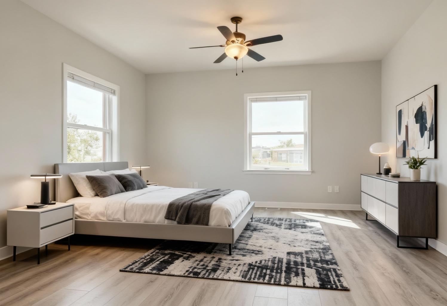 Modern bedroom after AI sketch-to-photo rendering by Renovaitor: Restyled Modern Bedroom