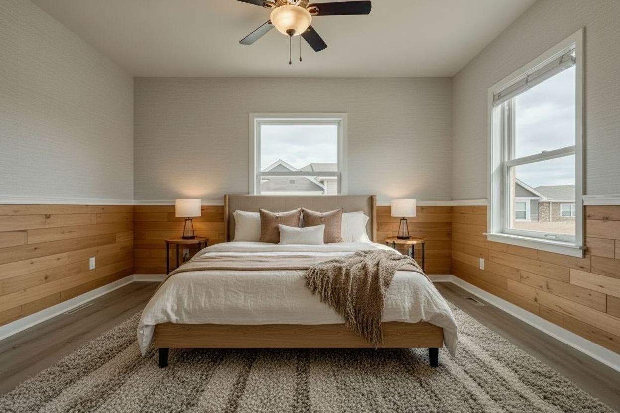 Modern bedroom after AI virtual staging by Renovaitor: Staged Modern Bedroom