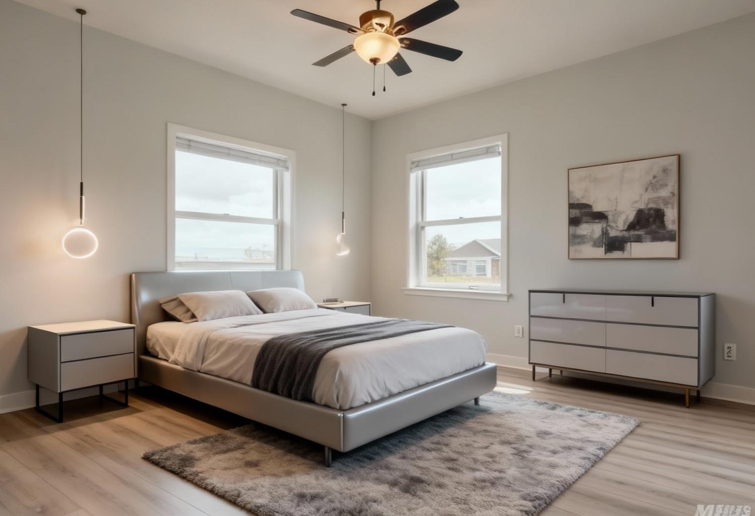 Modern bedroom after AI sketch-to-photo rendering by Renovaitor: Neutral & Balanced Bedroom – Modern