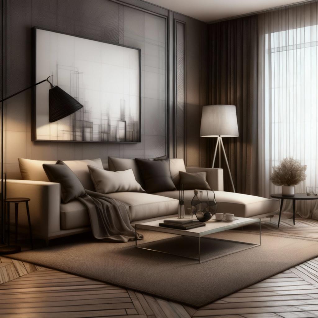 Modern living room after AI sketch-to-photo rendering by Renovaitor: Neutral & Balanced Living Room – Modern