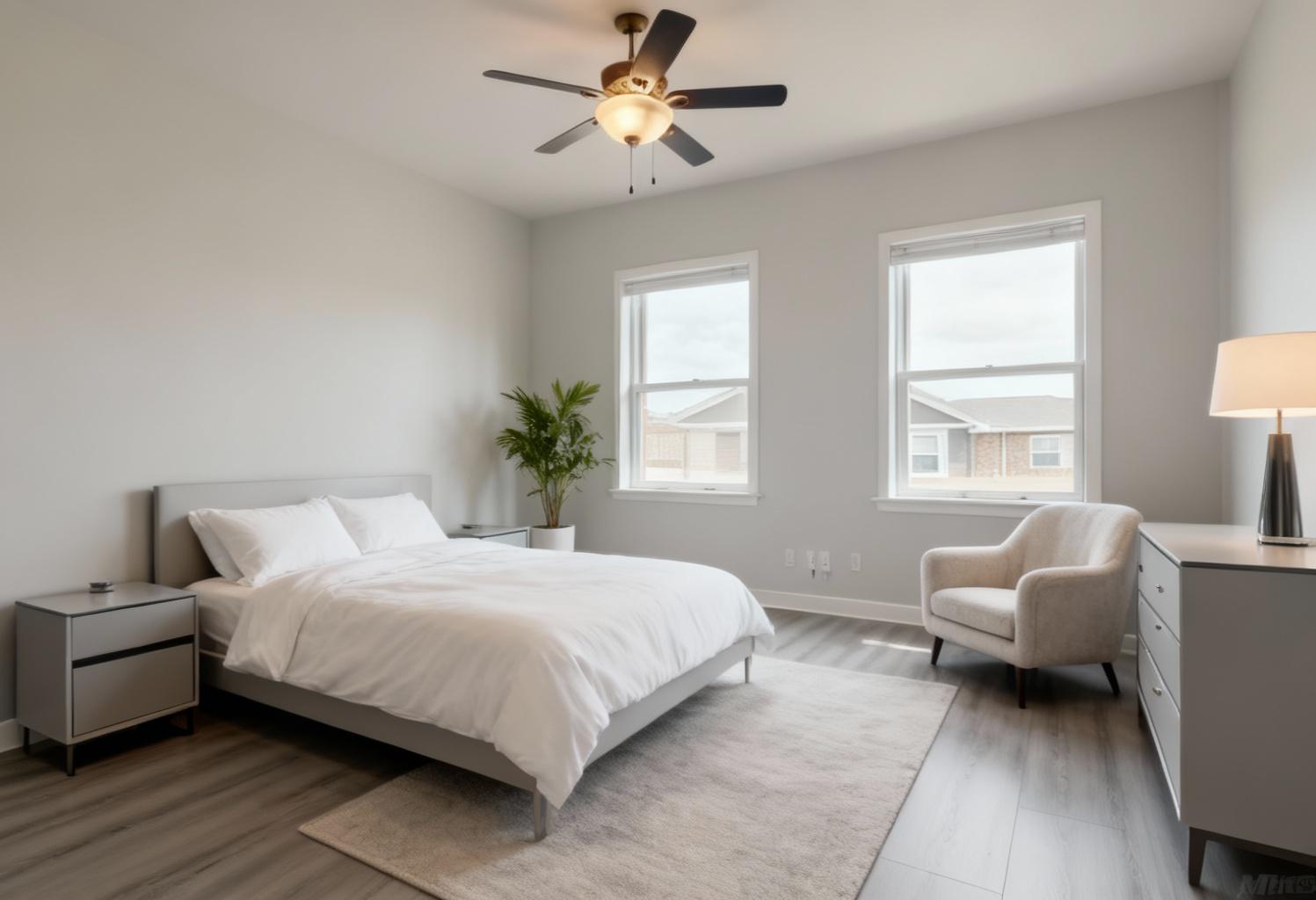 Modern bedroom after AI sketch-to-photo rendering by Renovaitor: Neutral & Balanced Bedroom – Modern