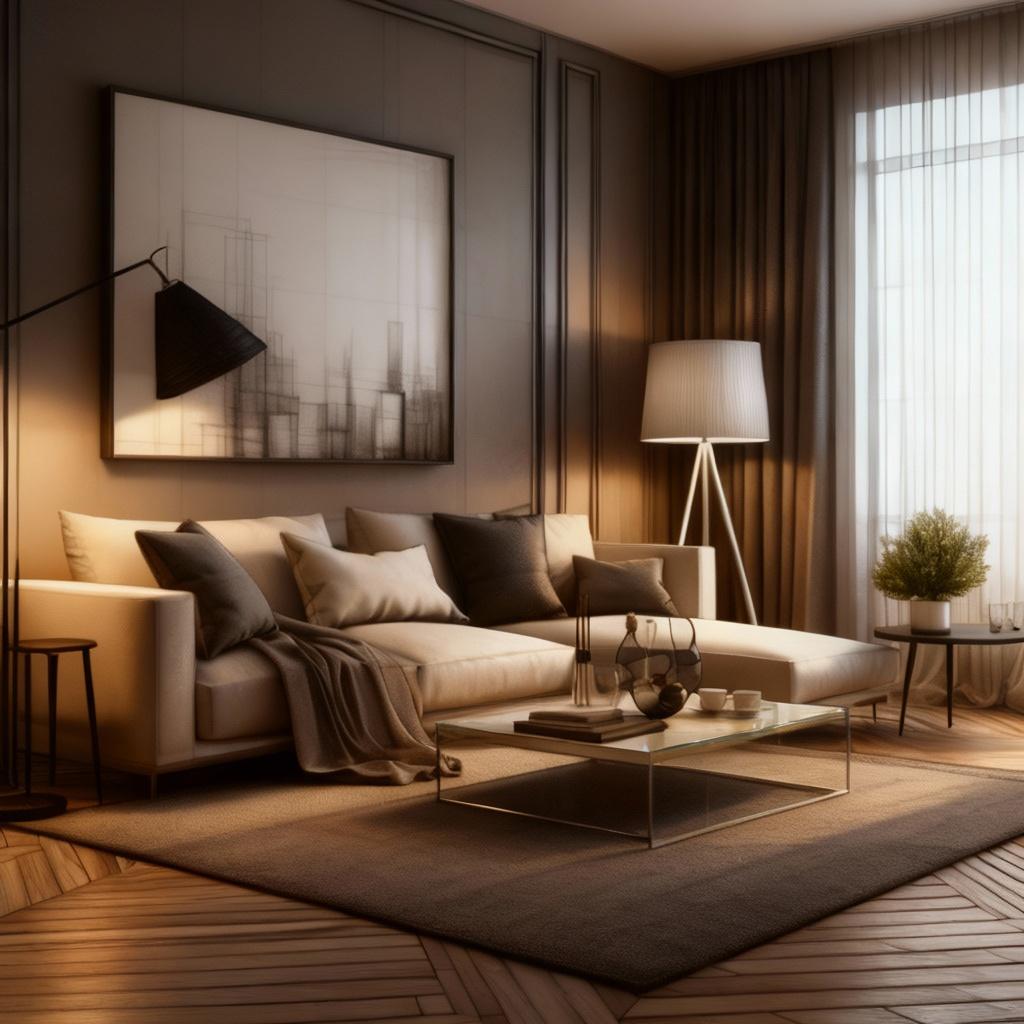 Modern living room after AI sketch-to-photo rendering by Renovaitor: Neutral & Balanced Living Room – Modern