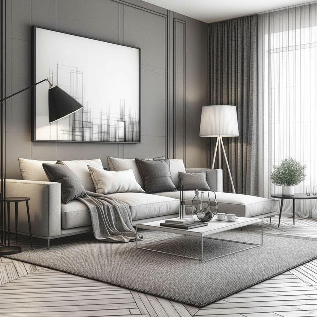 Modern living room after AI restyle by Renovaitor: Restyled Modern Living Room