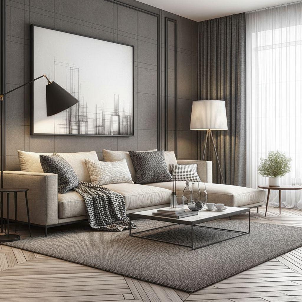 Modern living room after AI restyle by Renovaitor: Restyled Modern Living Room