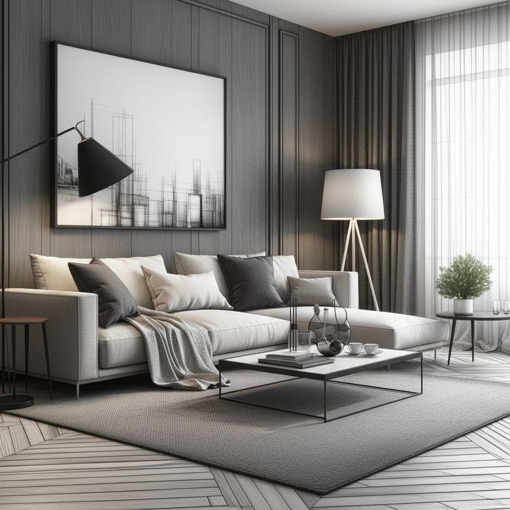 Modern living room after AI sketch-to-photo rendering by Renovaitor: Restyled Modern Living Room