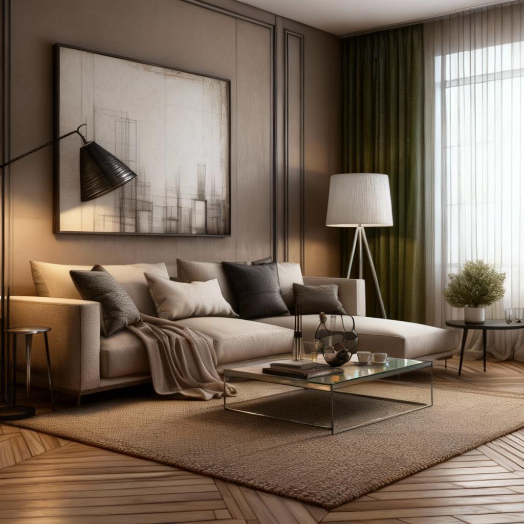 Modern living room after AI sketch-to-photo rendering by Renovaitor: Neutral & Balanced Living Room – Modern