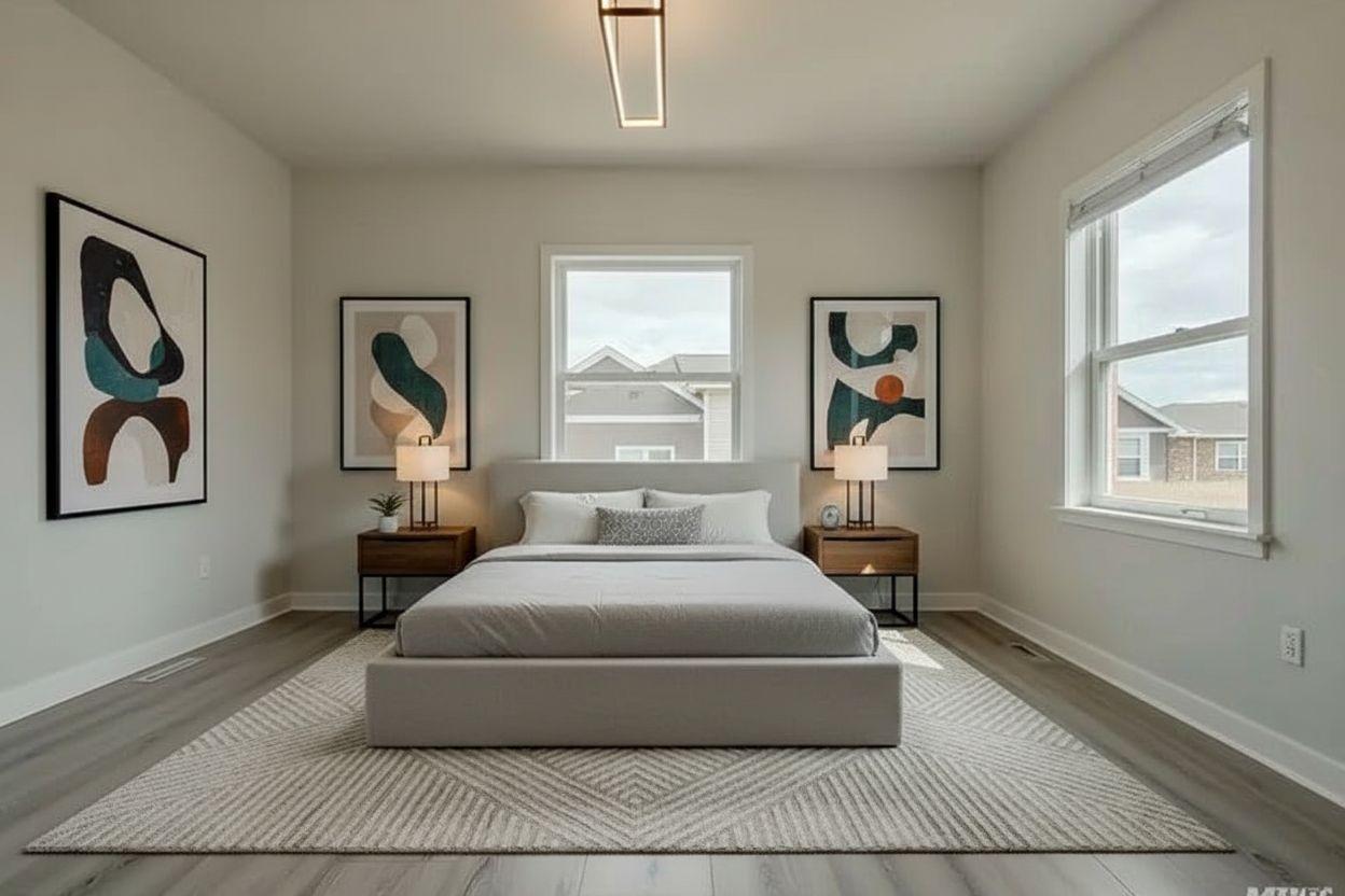 Modern bedroom after AI virtual staging by Renovaitor: Neutral & Balanced Bedroom – Modern