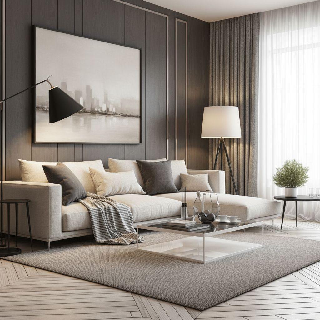 Modern living room after AI restyle by Renovaitor: Restyled Modern Living Room