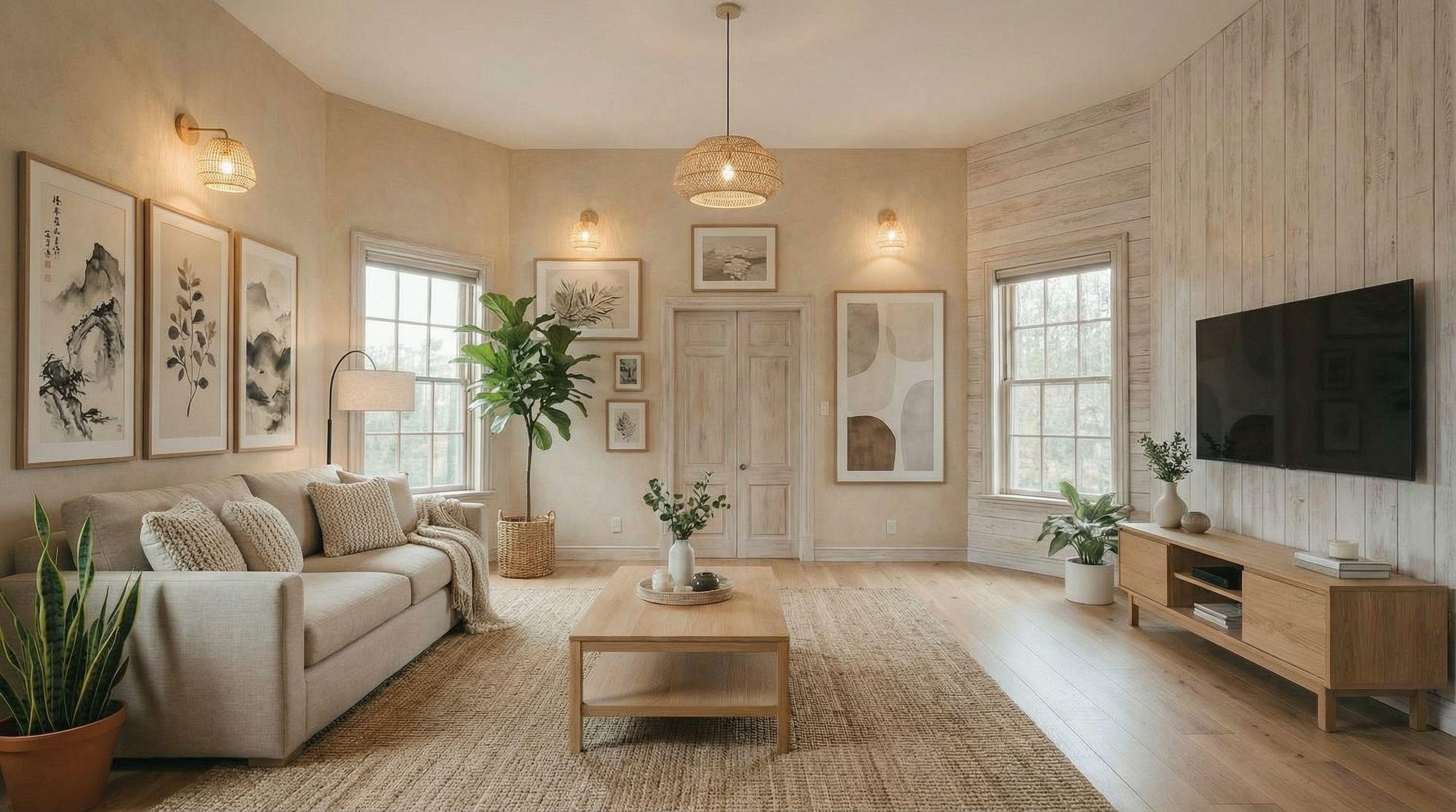 Modern living room after AI virtual staging by Renovaitor: Neutral & Balanced Living Room – Traditional