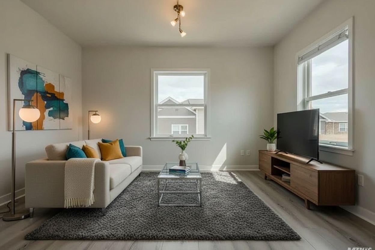 Modern bedroom after AI virtual staging by Renovaitor: Neutral & Balanced Bedroom – Contemporary