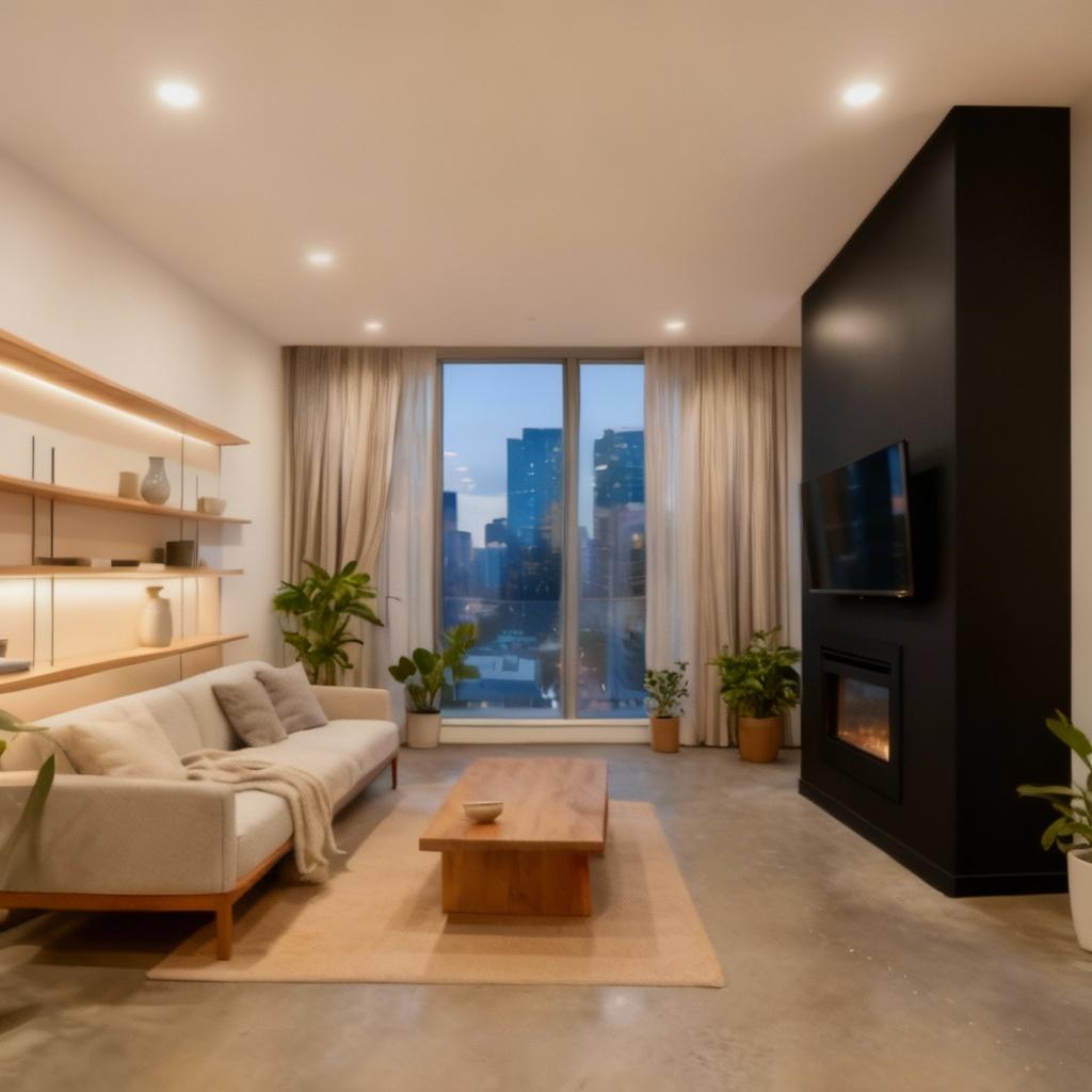 Modern living room after AI restyle by Renovaitor: Neutral & Balanced Living Room – Modern