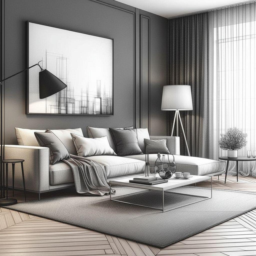 Modern living room after AI restyle by Renovaitor: Restyled Modern Living Room