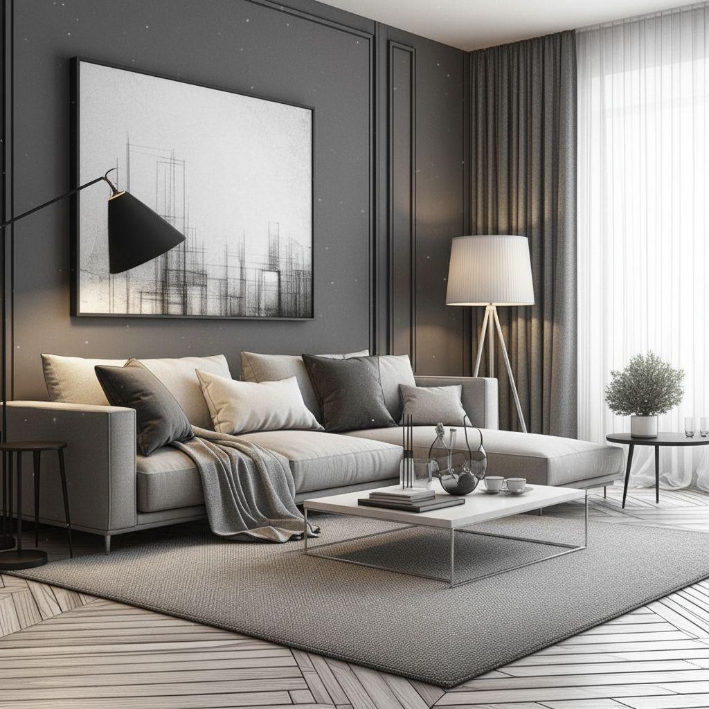 Modern living room after AI sketch-to-photo rendering by Renovaitor: Restyled Modern Living Room