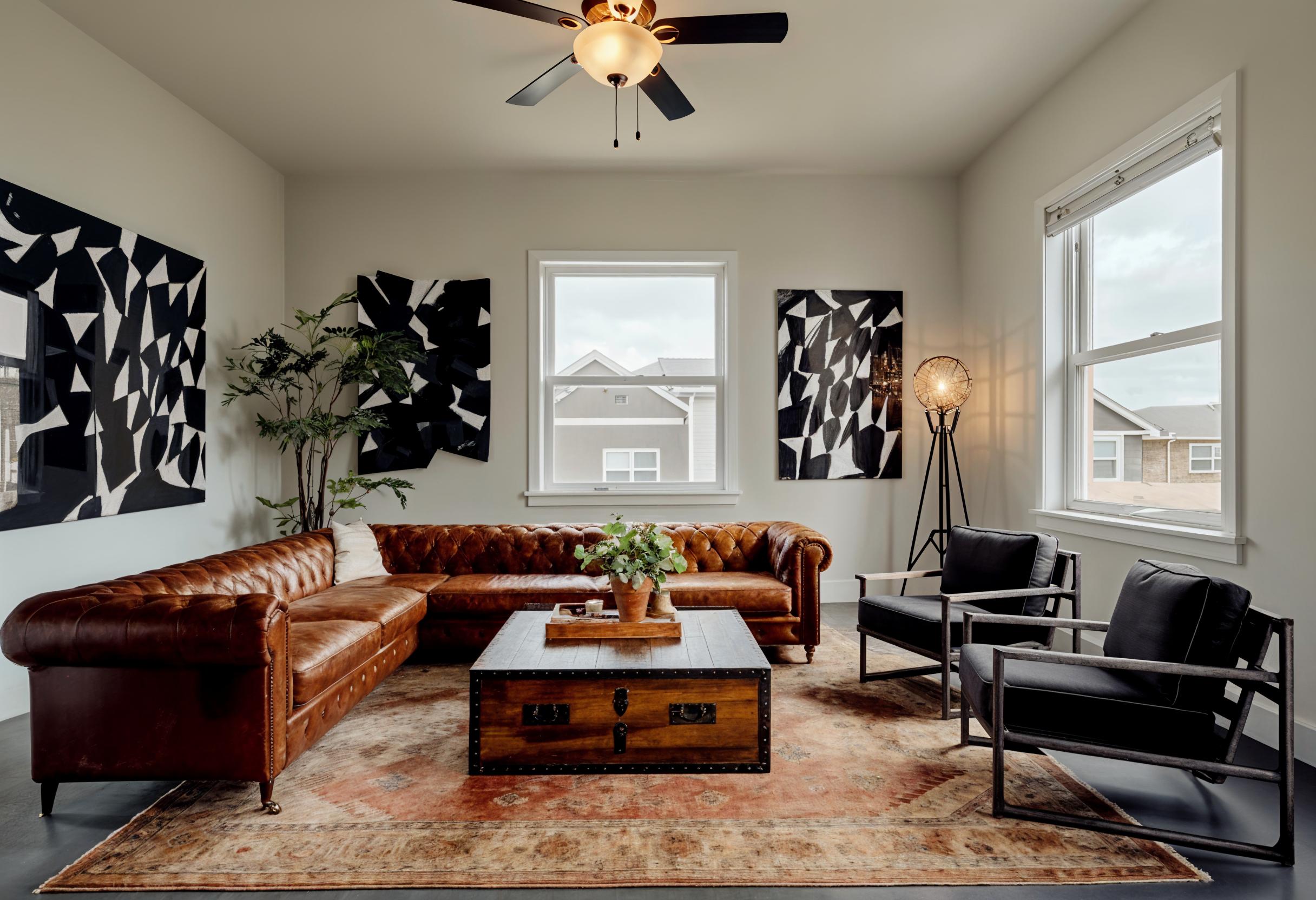 Living room before AI virtual staging: empty room